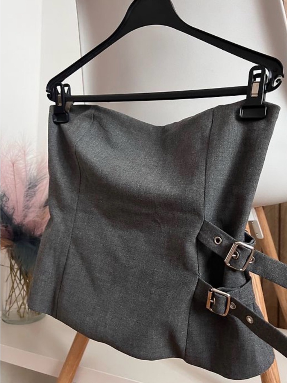 Zara grey corset top with buckles Size M